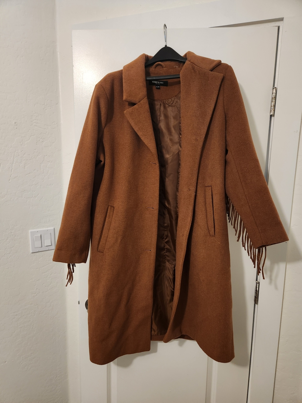Wool-Blend Long Coat in Caramel Brown